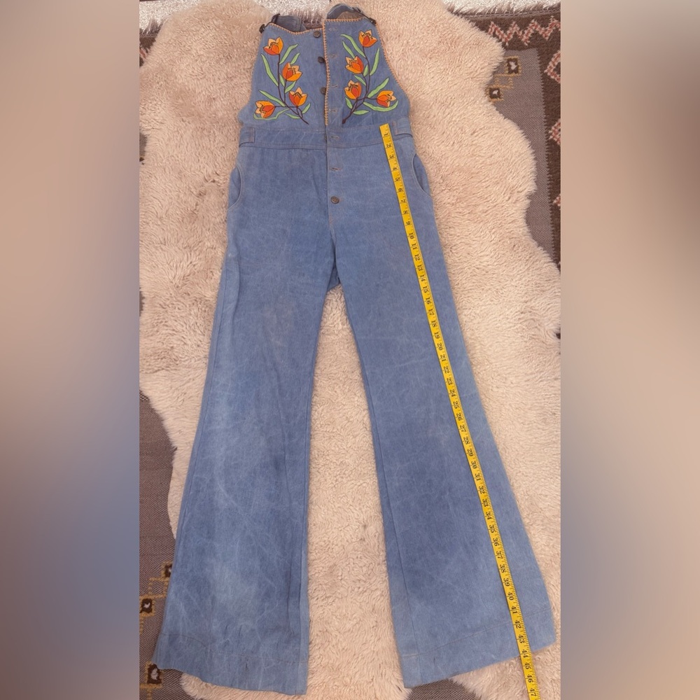 Chasing Unicorns Denim Overalls with Floral Embroidery - Picture 5 of 10